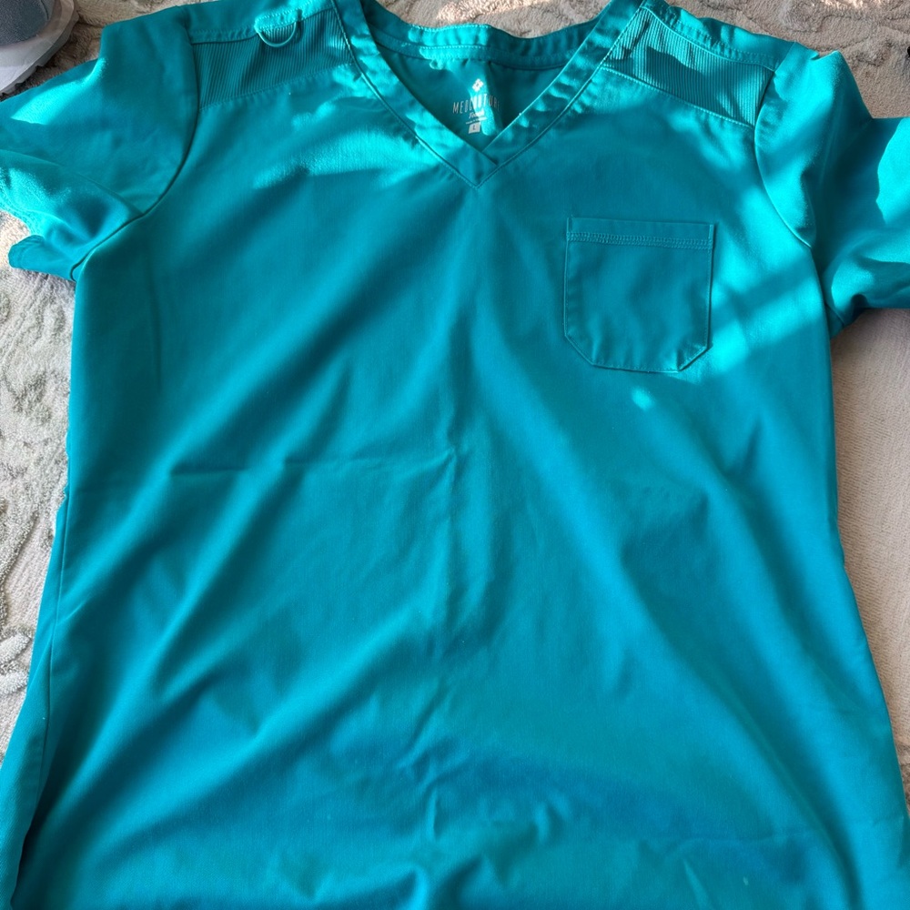 Med Couture Teal V-Neck Tee